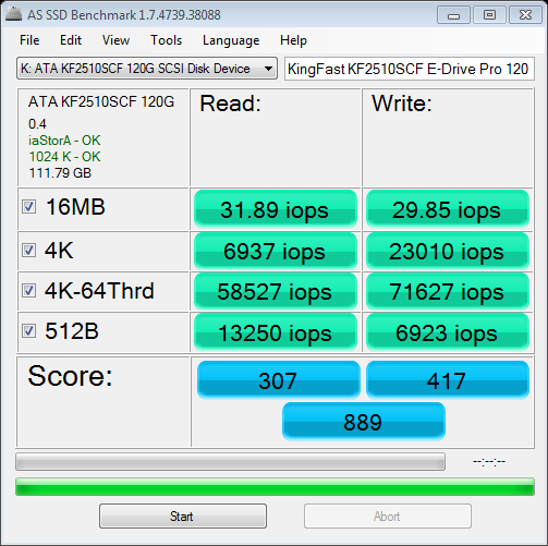 KingFast E-Drive KF2510SCF 120GB 2.5- SATA 3 SLC SSD as-ssd