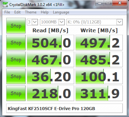 KingFast E-Drive KF2510SCF 120GB 2.5- SATA 3 SLC SSD cdm 1-fill