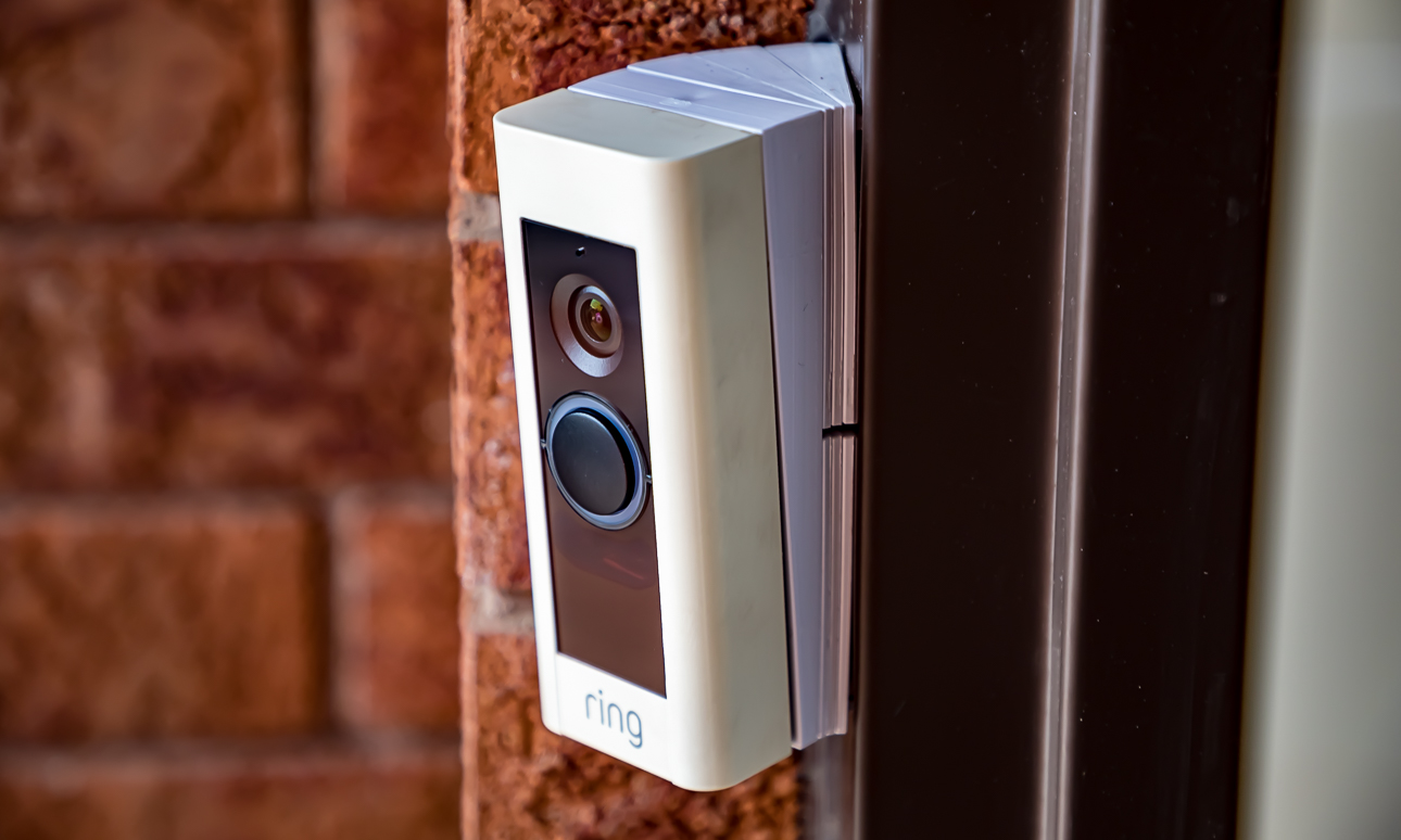 ring doorbell mounted on side wall